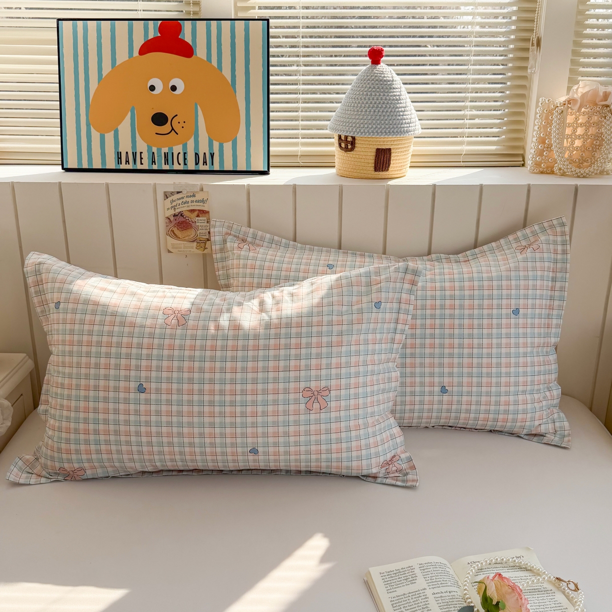 91家纺网 家纺一手货源 找家纺 百寐 2026新款13372全棉信封印花系列枕套 蝴蝶结