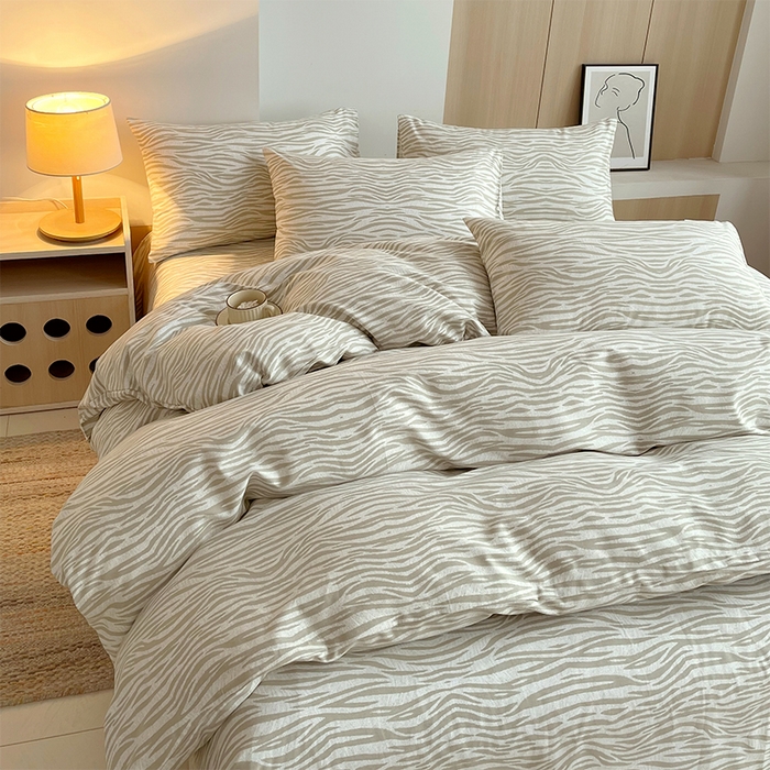 91家纺网 家纺一手货源 找家纺 春皖家纺 2026高端直播热卖非遗A类全棉老粗布加厚床单款三件套-普通款四件套 星野纹米