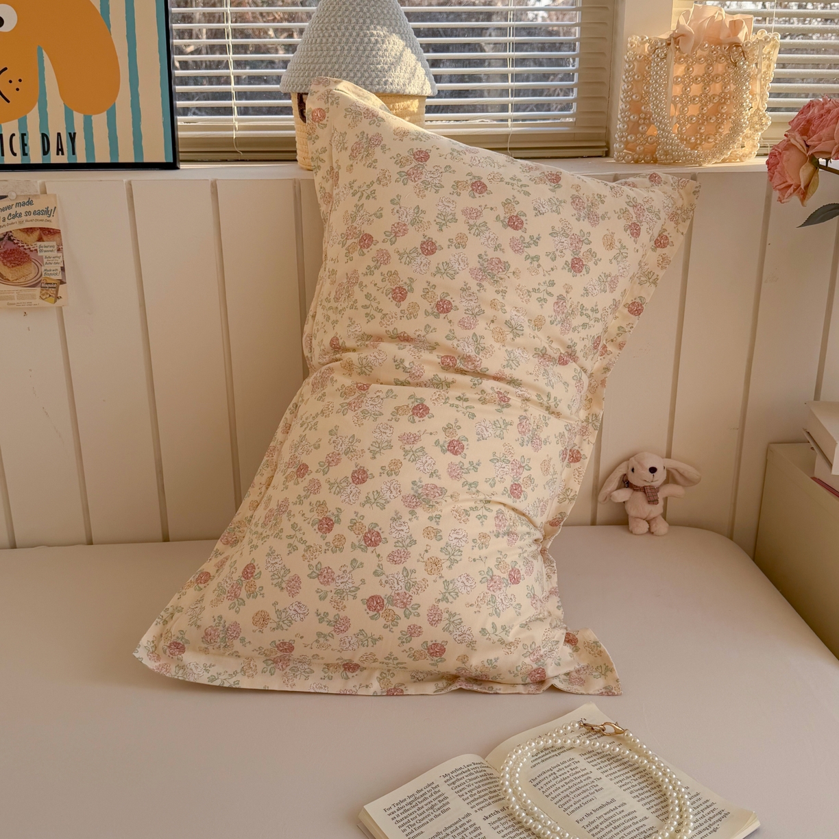 91家纺网 家纺一手货源 找家纺 百寐 2026新款13372全棉信封印花系列枕套 花季