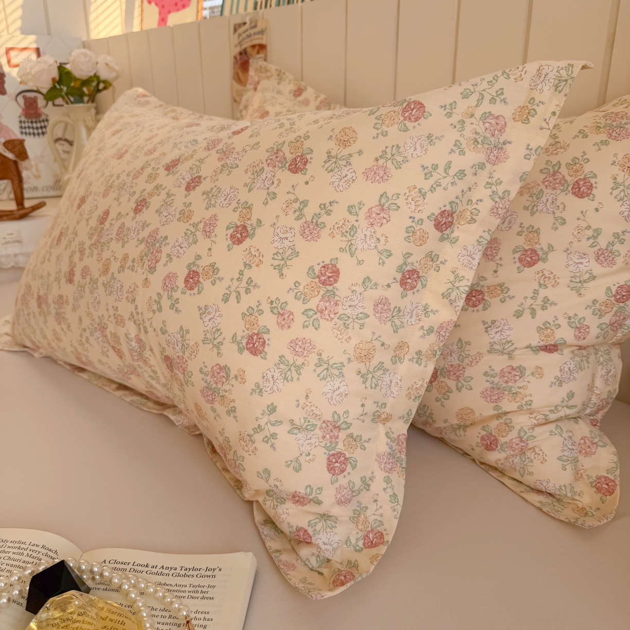 91家纺网 家纺一手货源 找家纺 百寐 2026新款13372全棉信封印花系列枕套 花季