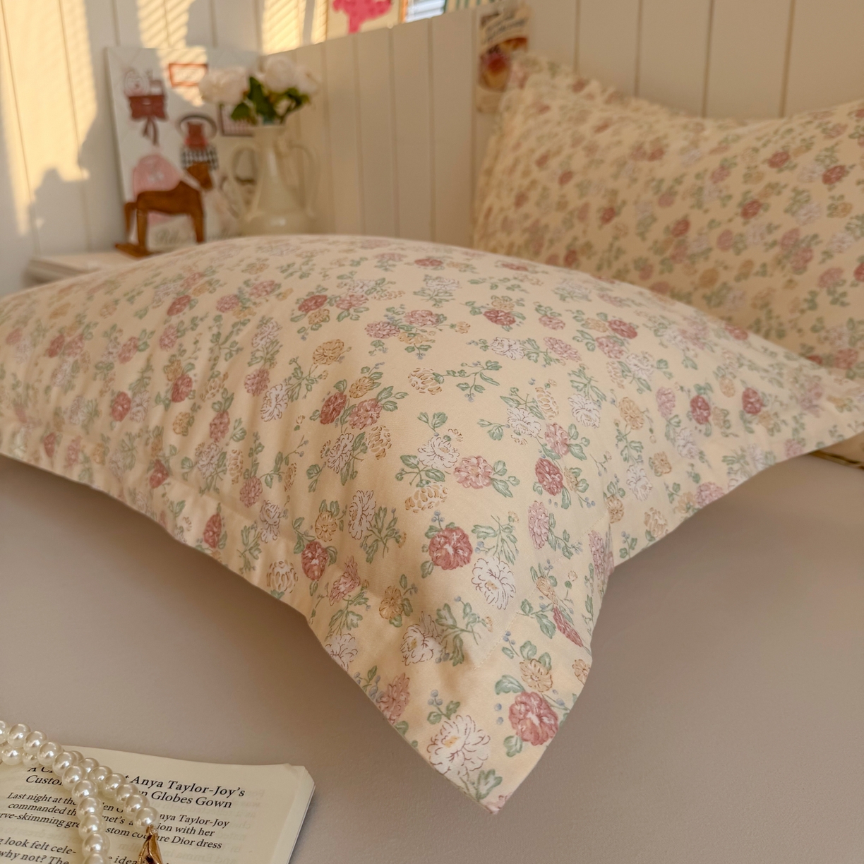 91家纺网 家纺一手货源 找家纺 百寐 2026新款13372全棉信封印花系列枕套 花季