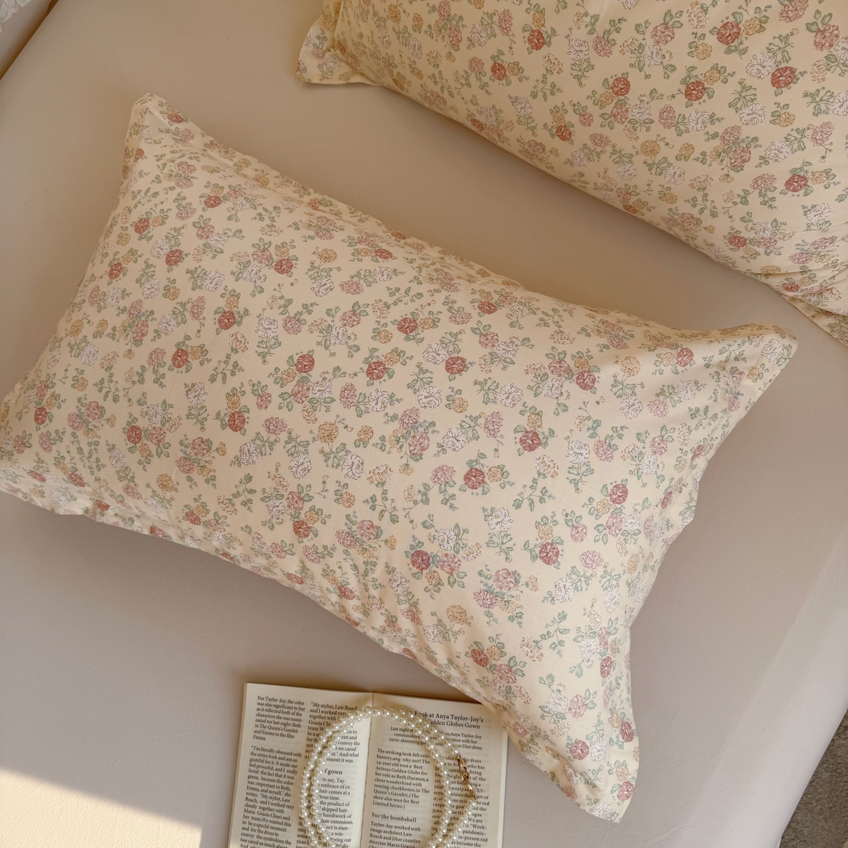 91家纺网 家纺一手货源 找家纺 百寐 2026新款13372全棉信封印花系列枕套 花季