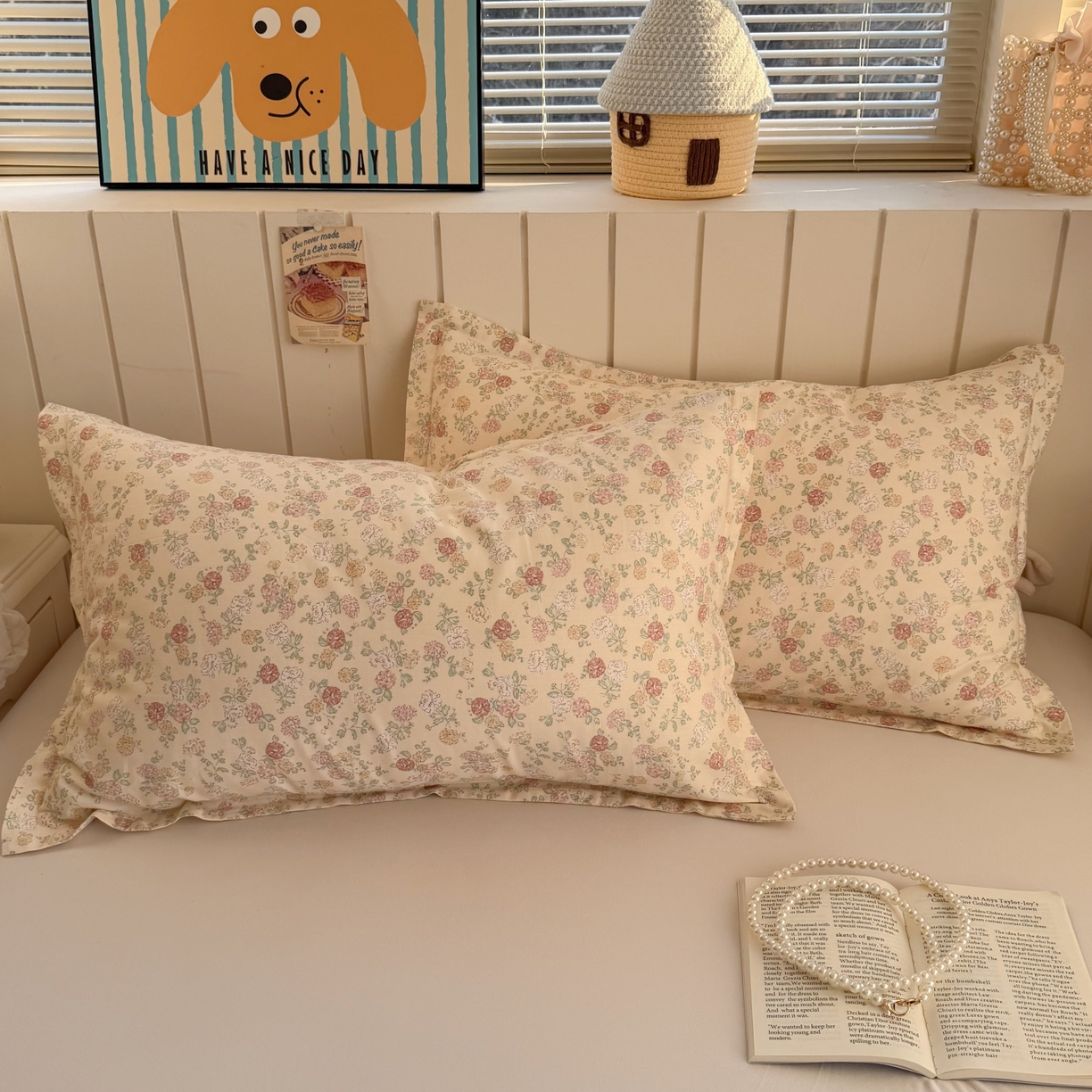 91家纺网 家纺一手货源 找家纺 百寐 2026新款13372全棉信封印花系列枕套 花季