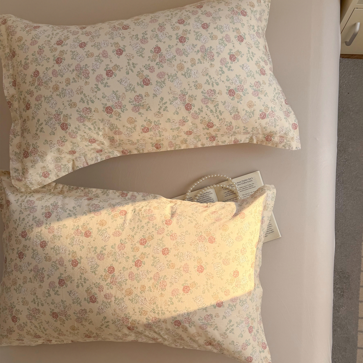 91家纺网 家纺一手货源 找家纺 百寐 2026新款13372全棉信封印花系列枕套 花季