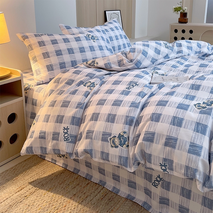 91家纺网 家纺一手货源 找家纺 春皖家纺 2026高端直播热卖非遗A类全棉老粗布加厚床单款三件套-普通款四件套 摇滚