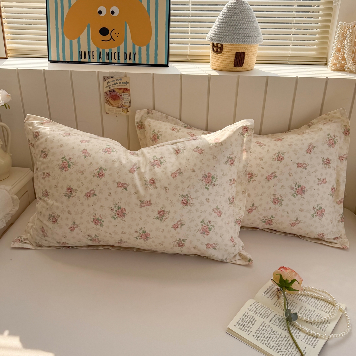 91家纺网 家纺一手货源 找家纺 百寐 2026新款13372全棉信封印花系列枕套 花涧