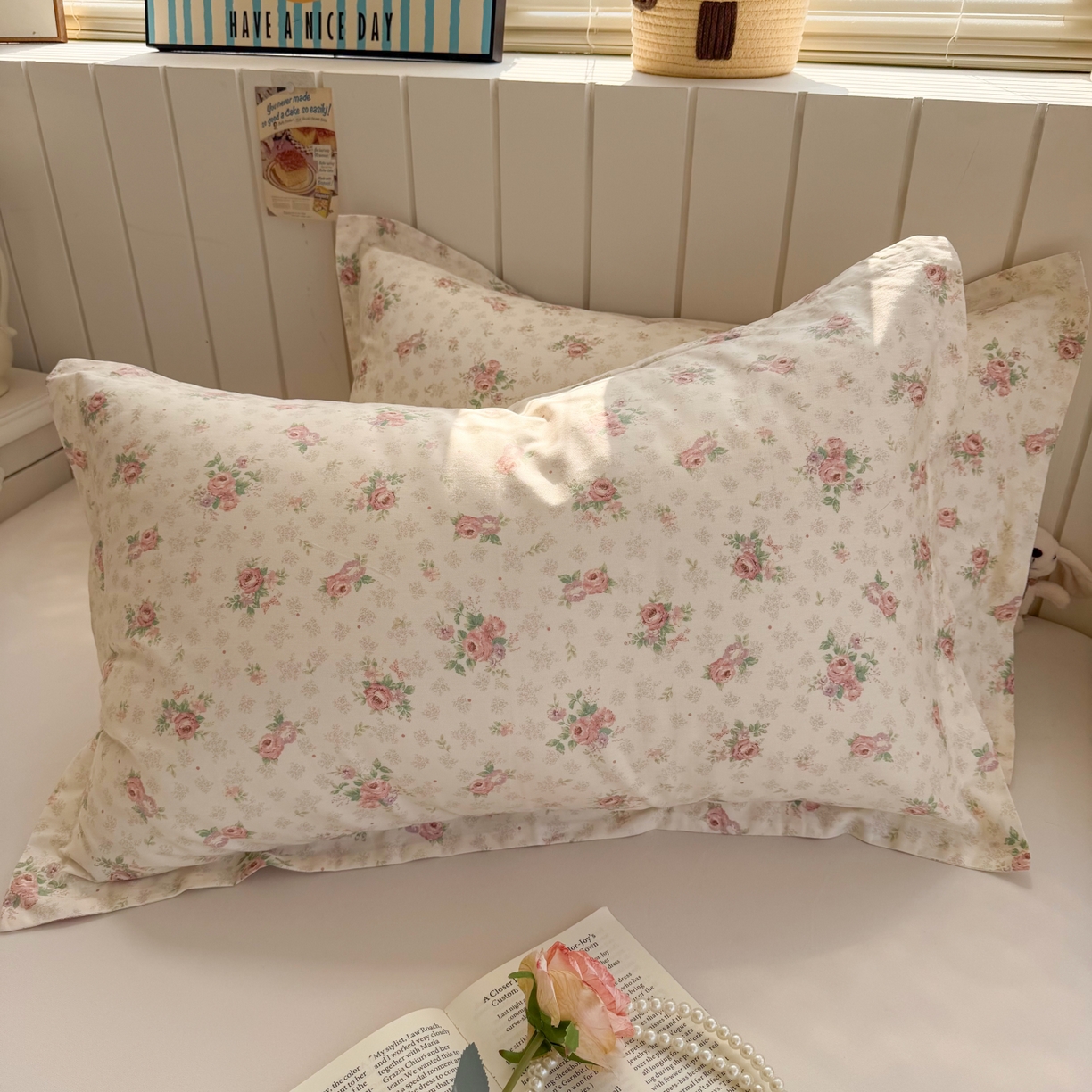 91家纺网 家纺一手货源 找家纺 百寐 2026新款13372全棉信封印花系列枕套 花涧