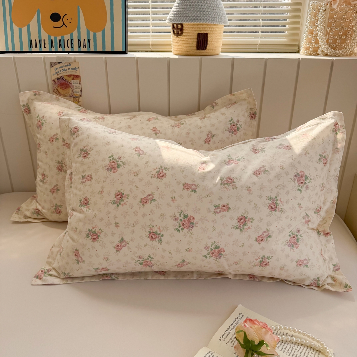 91家纺网 家纺一手货源 找家纺 百寐 2026新款13372全棉信封印花系列枕套 花涧