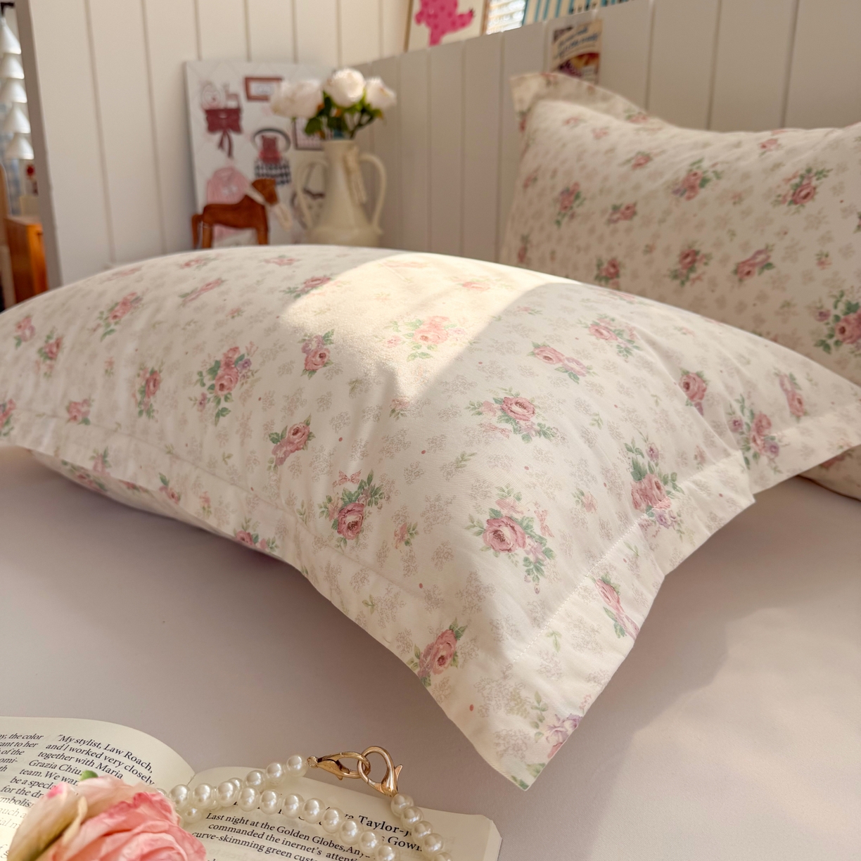 91家纺网 家纺一手货源 找家纺 百寐 2026新款13372全棉信封印花系列枕套 花涧