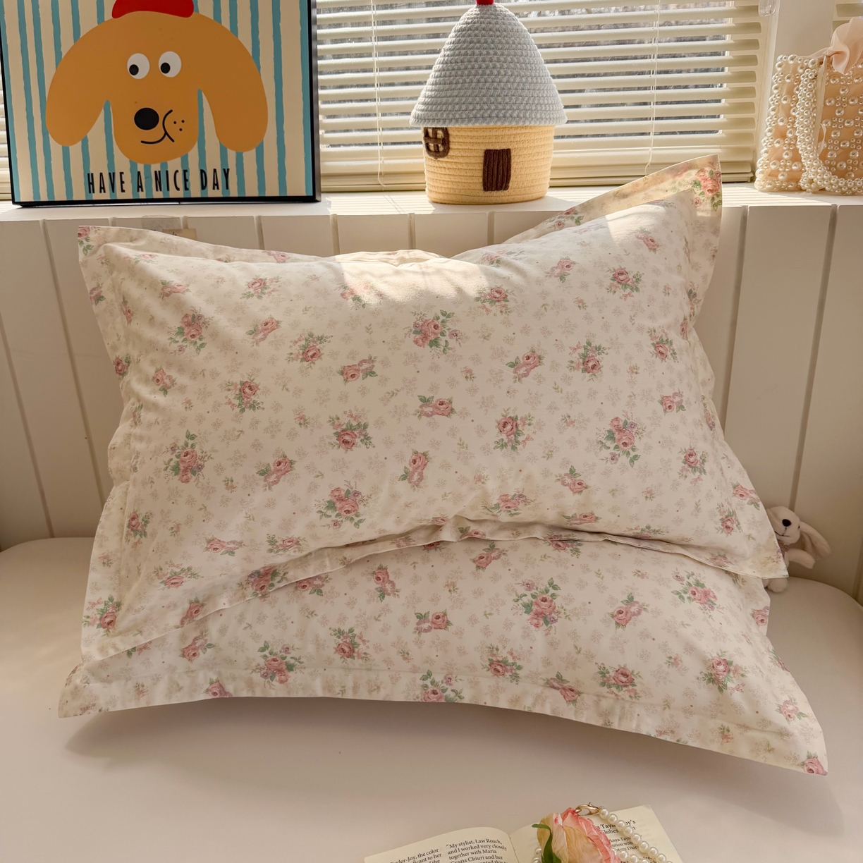 91家纺网 家纺一手货源 找家纺 百寐 2026新款13372全棉信封印花系列枕套 花涧