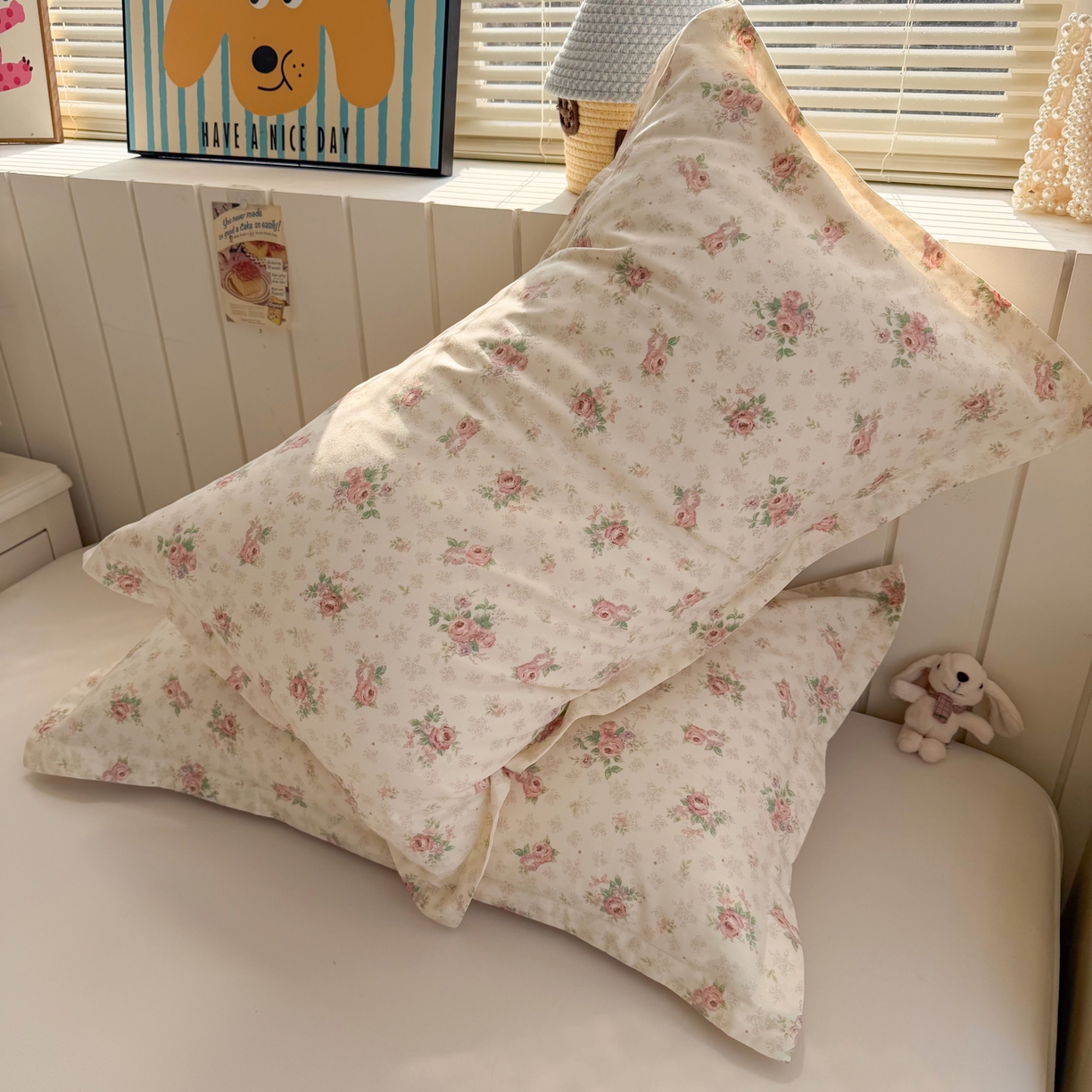 91家纺网 家纺一手货源 找家纺 百寐 2026新款13372全棉信封印花系列枕套 花涧