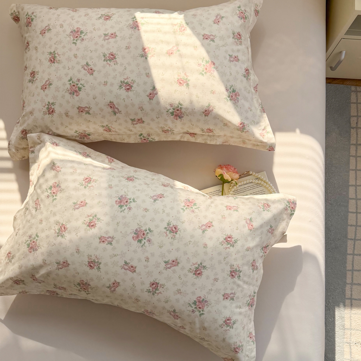 91家纺网 家纺一手货源 找家纺 百寐 2026新款13372全棉信封印花系列枕套 花涧