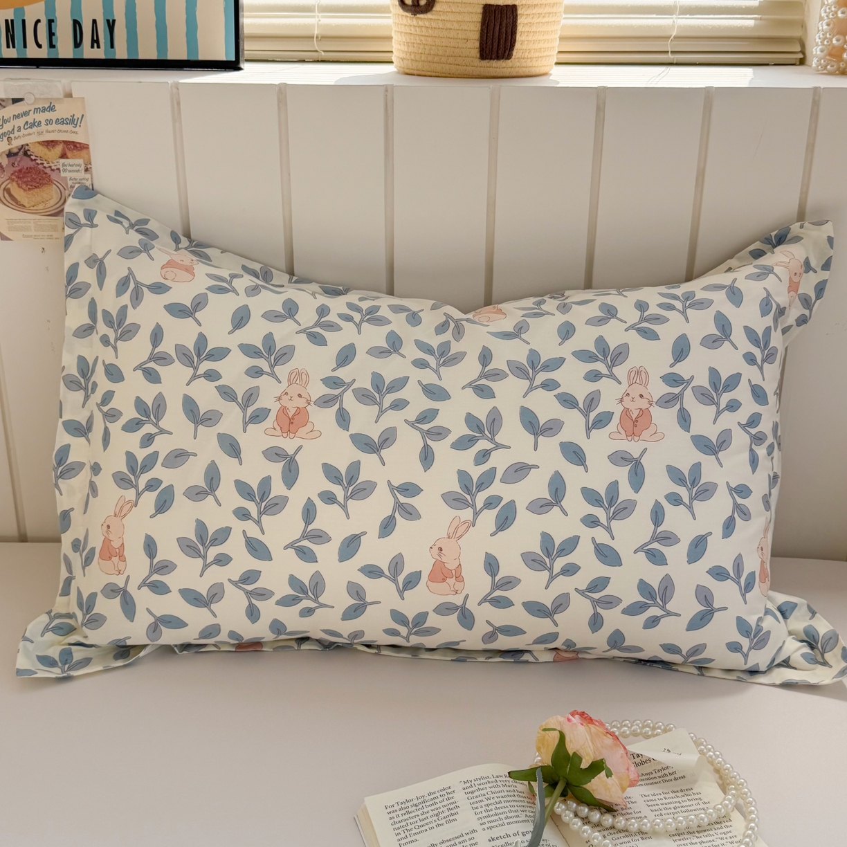 百寐 2026新款13372全棉信封印花系列枕套 萌小兔
