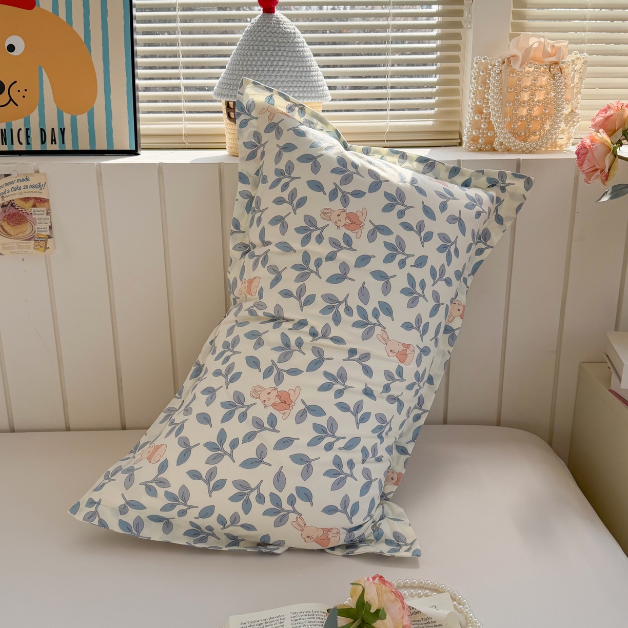 91家纺网 家纺一手货源 找家纺 百寐 2026新款13372全棉信封印花系列枕套 萌小兔