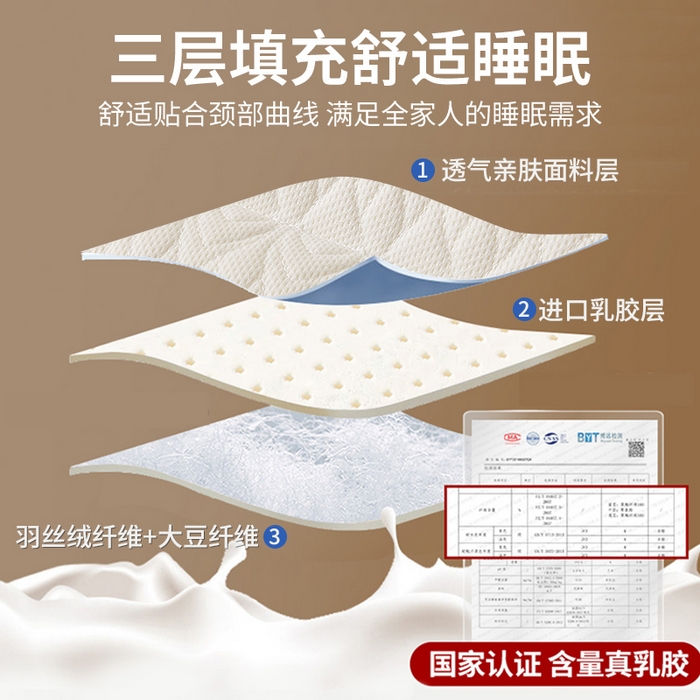 91家纺网 家纺一手货源 找家纺 （总）小桃姐家纺 2025新款SObean大豆乳胶枕枕头枕芯  立体分区枕芯 透气乳胶枕头 绗缝乳胶片