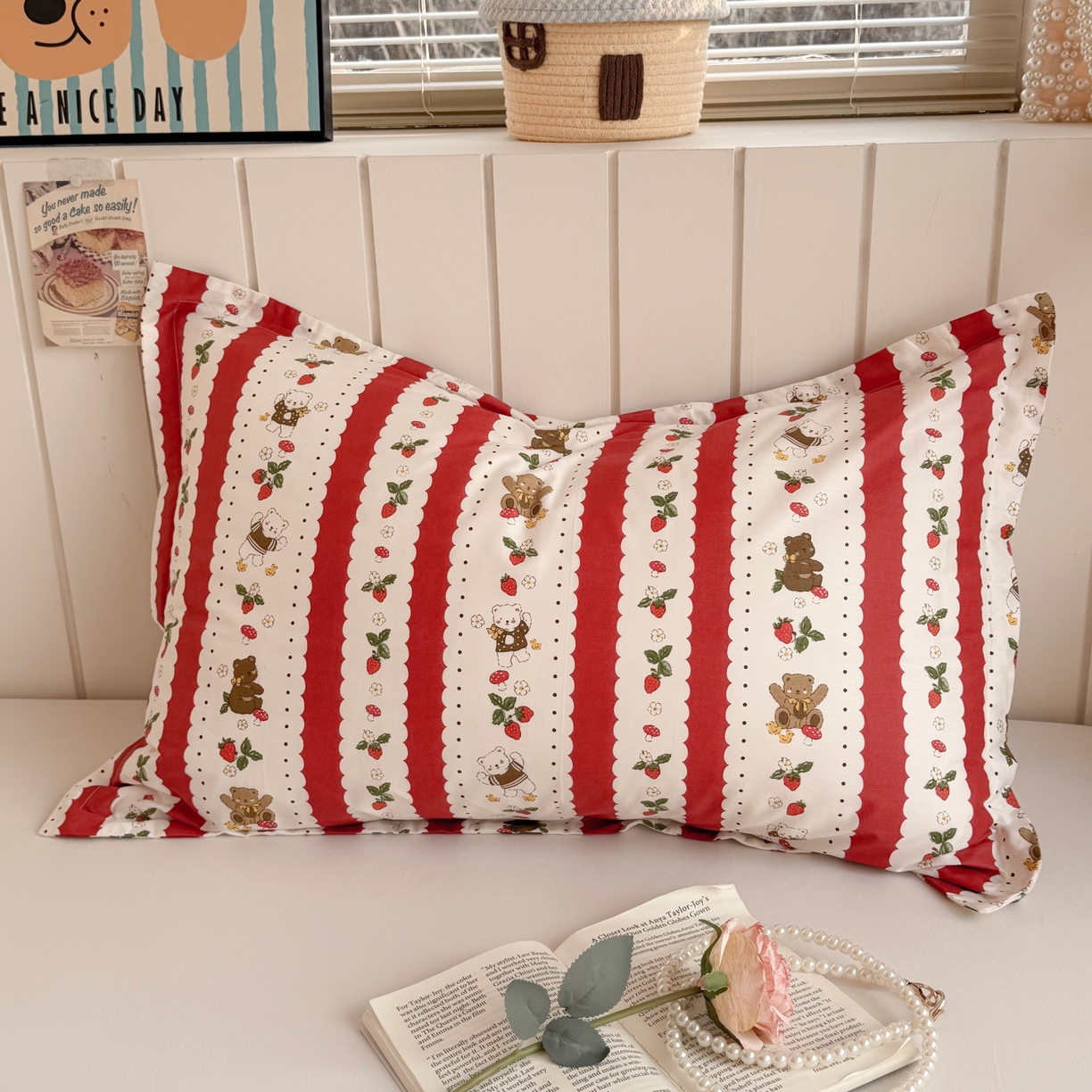 百寐 2026新款13372全棉信封印花系列枕套 圣诞熊