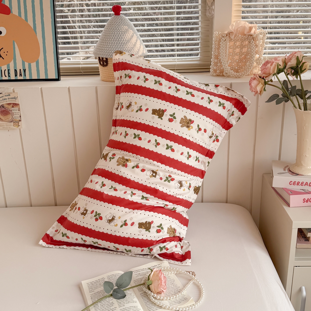 91家纺网 家纺一手货源 找家纺 百寐 2026新款13372全棉信封印花系列枕套 圣诞熊