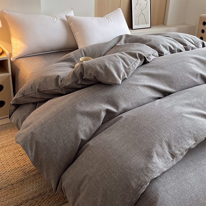 91家纺网 家纺一手货源 找家纺 春皖家纺 2026高端直播热卖非遗A类全棉老粗布加厚床单款三件套-普通款单被套 灰次郎