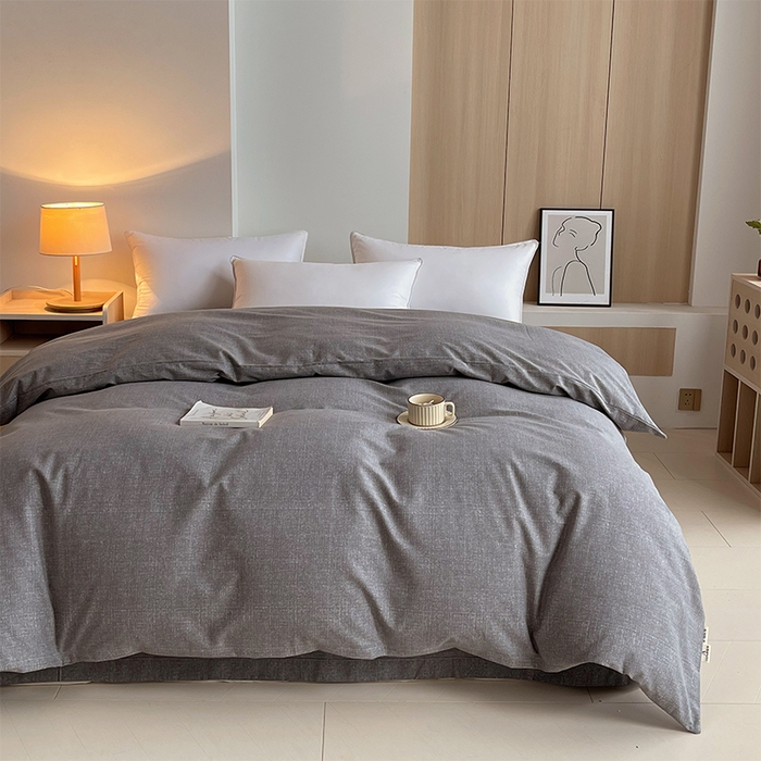 91家纺网 家纺一手货源 找家纺 春皖家纺 2026高端直播热卖非遗A类全棉老粗布加厚床单款三件套-普通款单被套 灰次郎