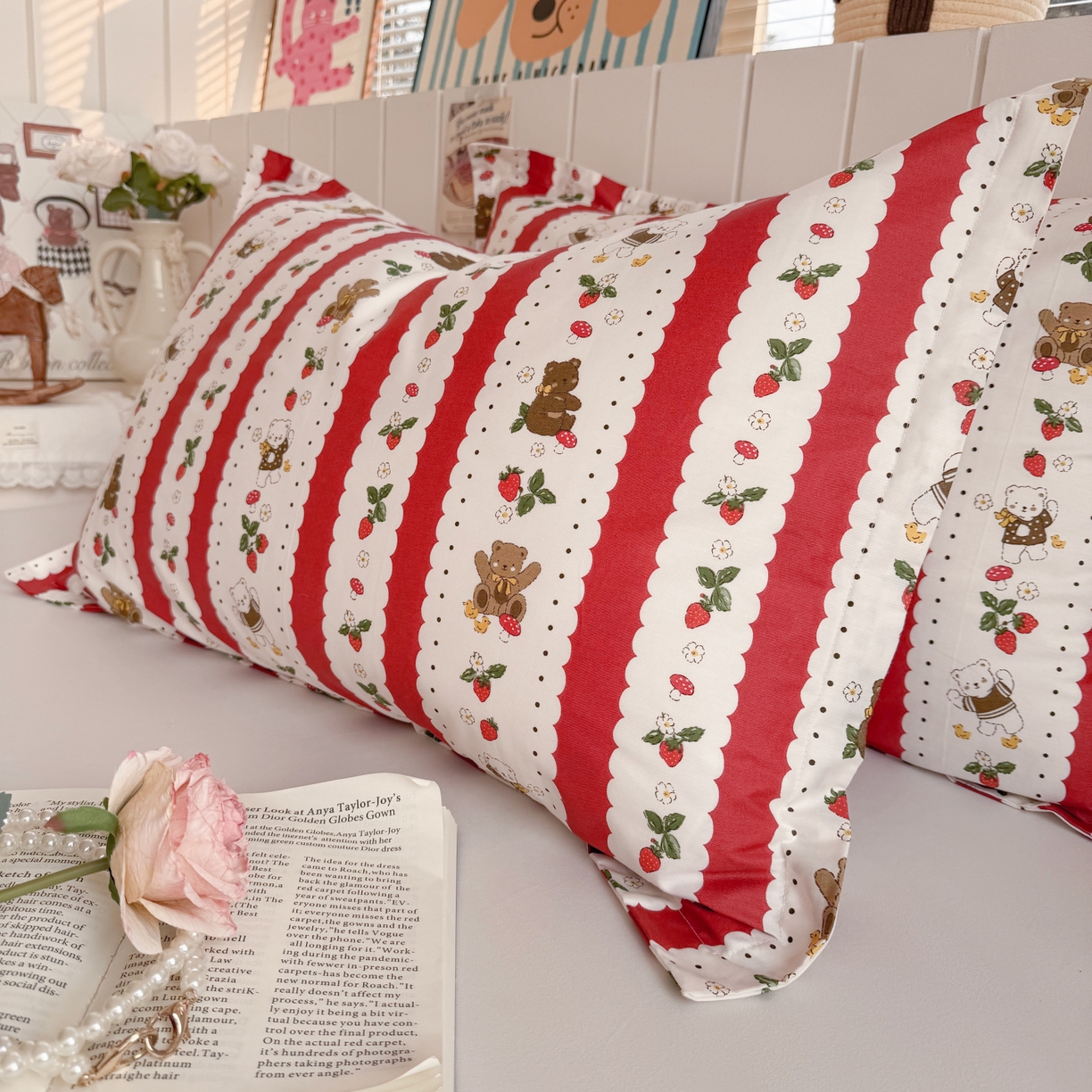 91家纺网 家纺一手货源 找家纺 百寐 2026新款13372全棉信封印花系列枕套 圣诞熊