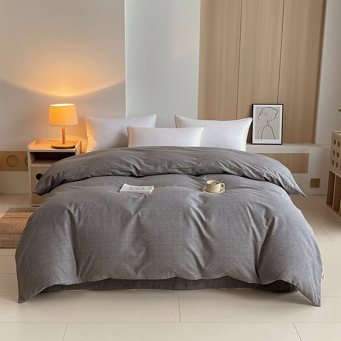 91家纺网 家纺一手货源 找家纺 春皖家纺 2026高端直播热卖非遗A类全棉老粗布加厚床单款三件套-普通款单被套 灰次郎