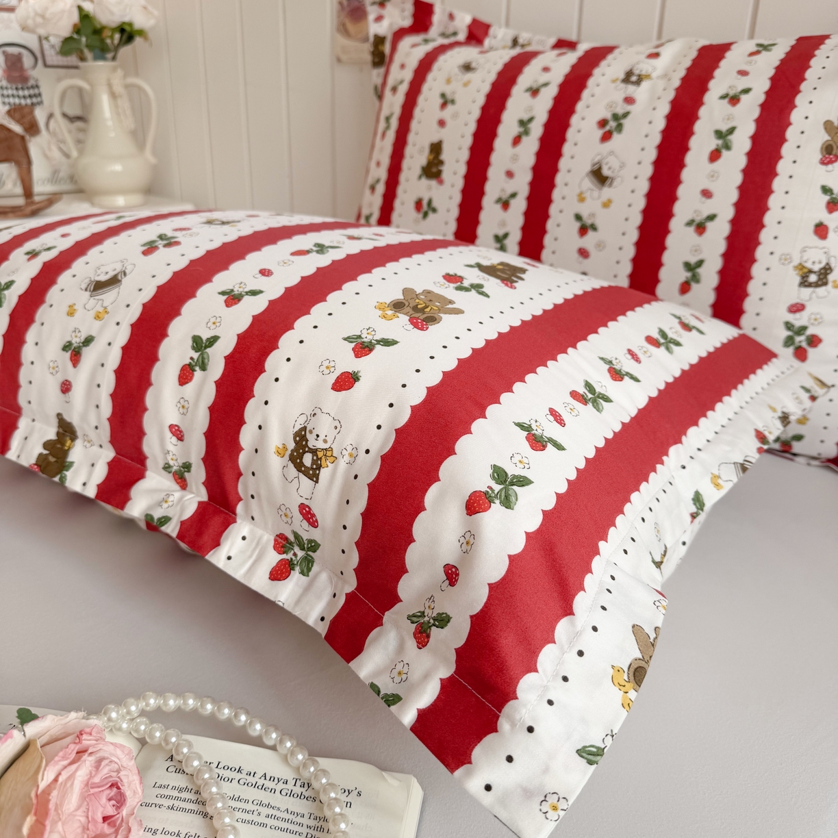 91家纺网 家纺一手货源 找家纺 百寐 2026新款13372全棉信封印花系列枕套 圣诞熊