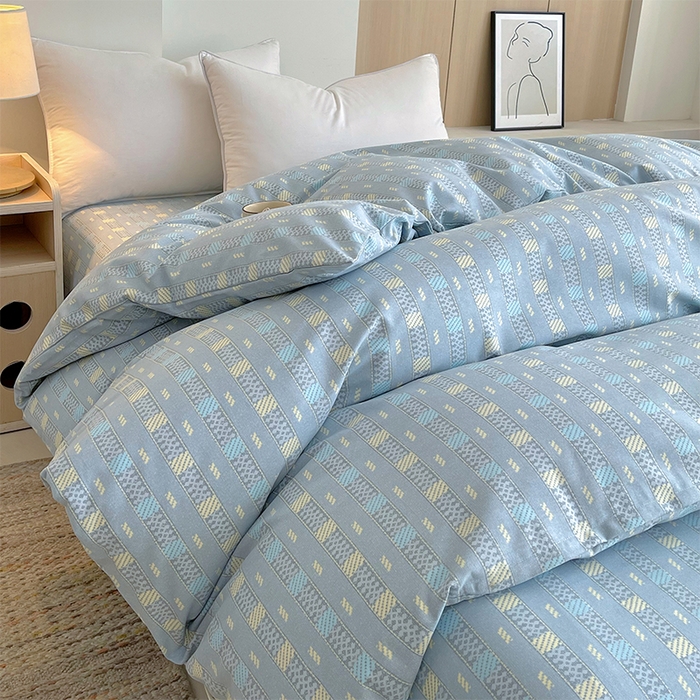 91家纺网 家纺一手货源 找家纺 春皖家纺 2026高端直播热卖非遗A类全棉老粗布加厚床单款三件套-普通款单被套 简希灰