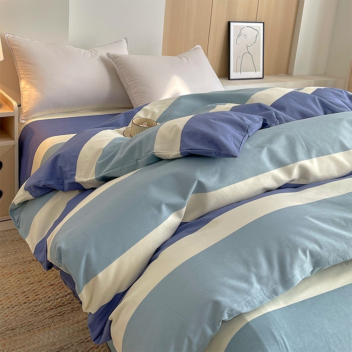 91家纺网 家纺一手货源 找家纺 春皖家纺 2026高端直播热卖非遗A类全棉老粗布加厚床单款三件套-普通款单被套 明治