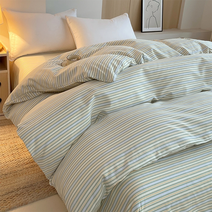 91家纺网 家纺一手货源 找家纺 春皖家纺 2026高端直播热卖非遗A类全棉老粗布加厚床单款三件套-普通款单被套 琴南