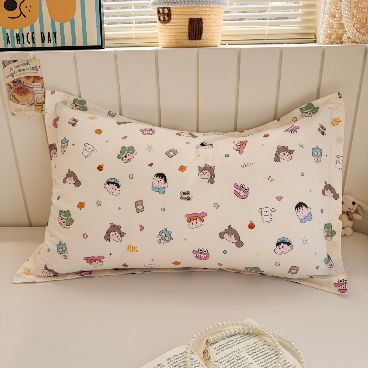 百寐 2026新款13372全棉信封印花系列枕套 新新一家