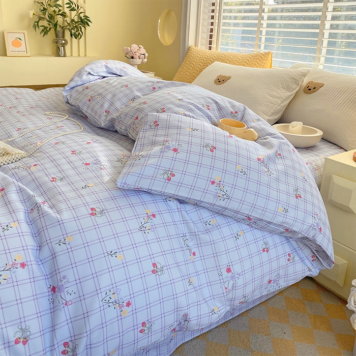 91家纺网 家纺一手货源 找家纺 春皖家纺 2026高端直播热卖非遗A类全棉老粗布加厚床单款三件套-普通款单被套 清新