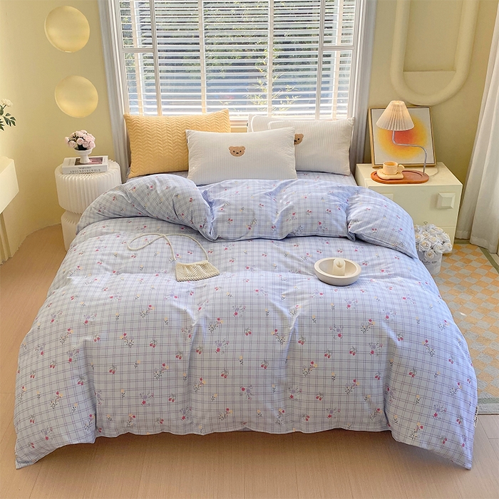 91家纺网 家纺一手货源 找家纺 春皖家纺 2026高端直播热卖非遗A类全棉老粗布加厚床单款三件套-普通款单被套 清新