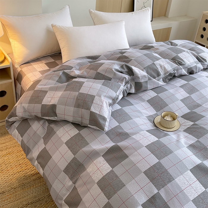 91家纺网 家纺一手货源 找家纺 春皖家纺 2026高端直播热卖非遗A类全棉老粗布加厚床单款三件套-普通款单被套 田格