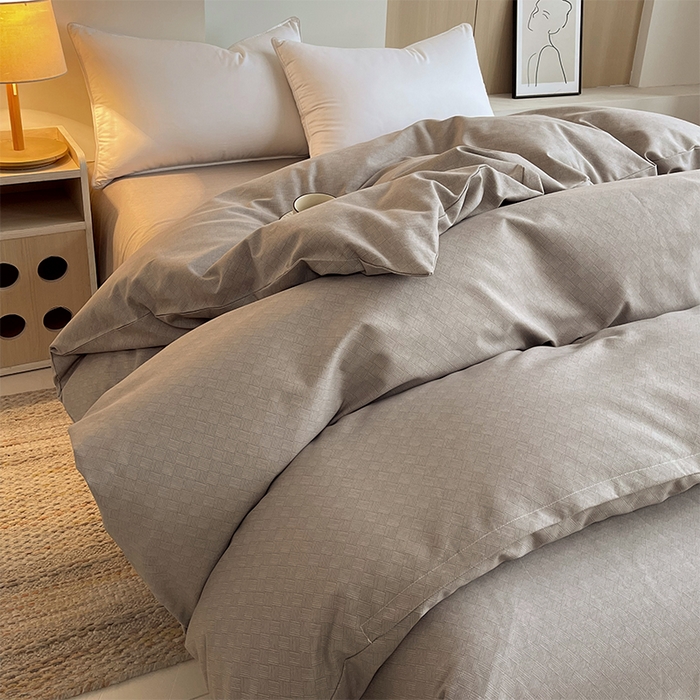 91家纺网 家纺一手货源 找家纺 春皖家纺 2026高端直播热卖非遗A类全棉老粗布加厚床单款三件套-普通款单被套 萎格咖