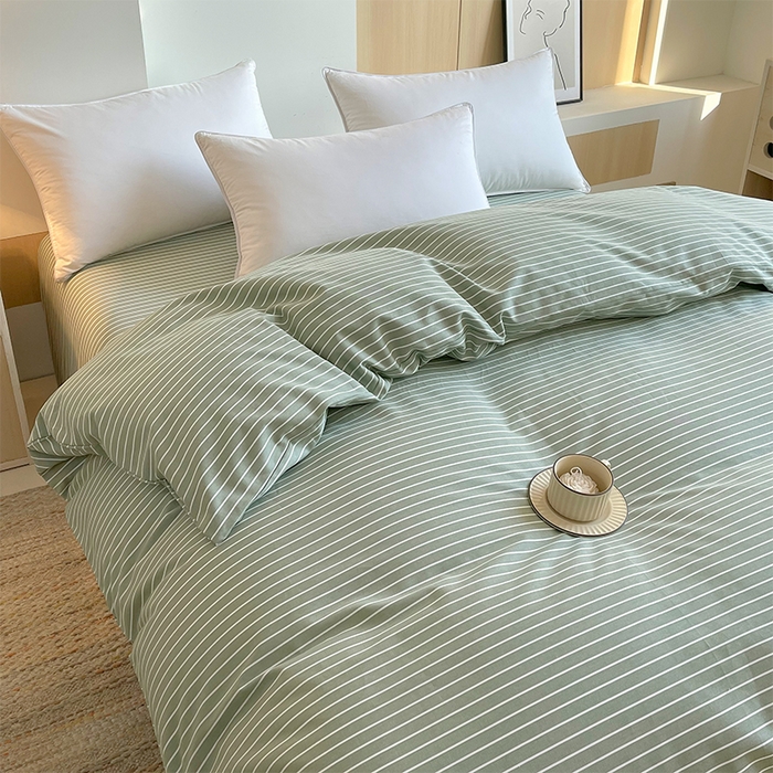 91家纺网 家纺一手货源 找家纺 春皖家纺 2026高端直播热卖非遗A类全棉老粗布加厚床单款三件套-普通款单被套 细川绿