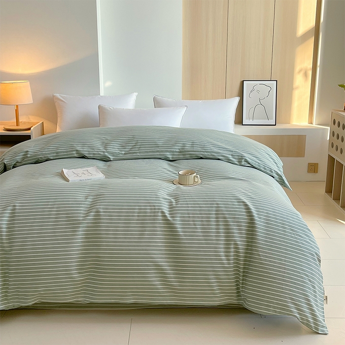 91家纺网 家纺一手货源 找家纺 春皖家纺 2026高端直播热卖非遗A类全棉老粗布加厚床单款三件套-普通款单被套 细川绿