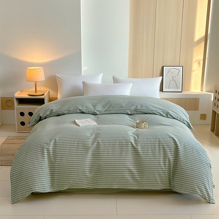 91家纺网 家纺一手货源 找家纺 春皖家纺 2026高端直播热卖非遗A类全棉老粗布加厚床单款三件套-普通款单被套 细川绿