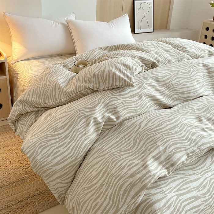 91家纺网 家纺一手货源 找家纺 春皖家纺 2026高端直播热卖非遗A类全棉老粗布加厚床单款三件套-普通款单被套 星野纹米