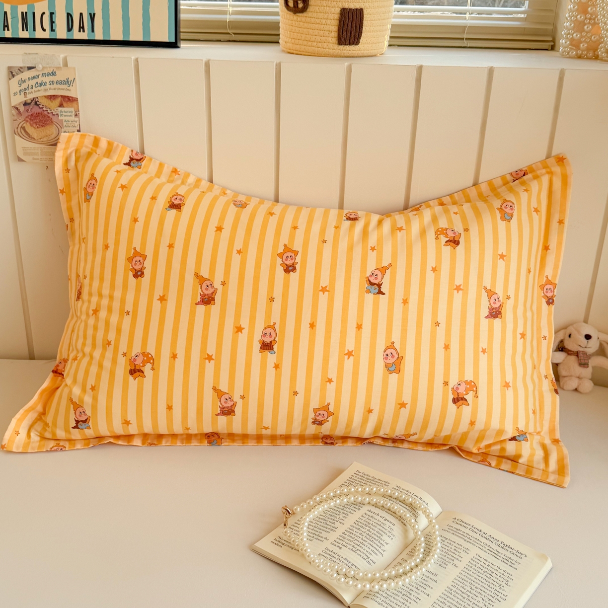 百寐 2026新款13372全棉信封印花系列枕套 星星人