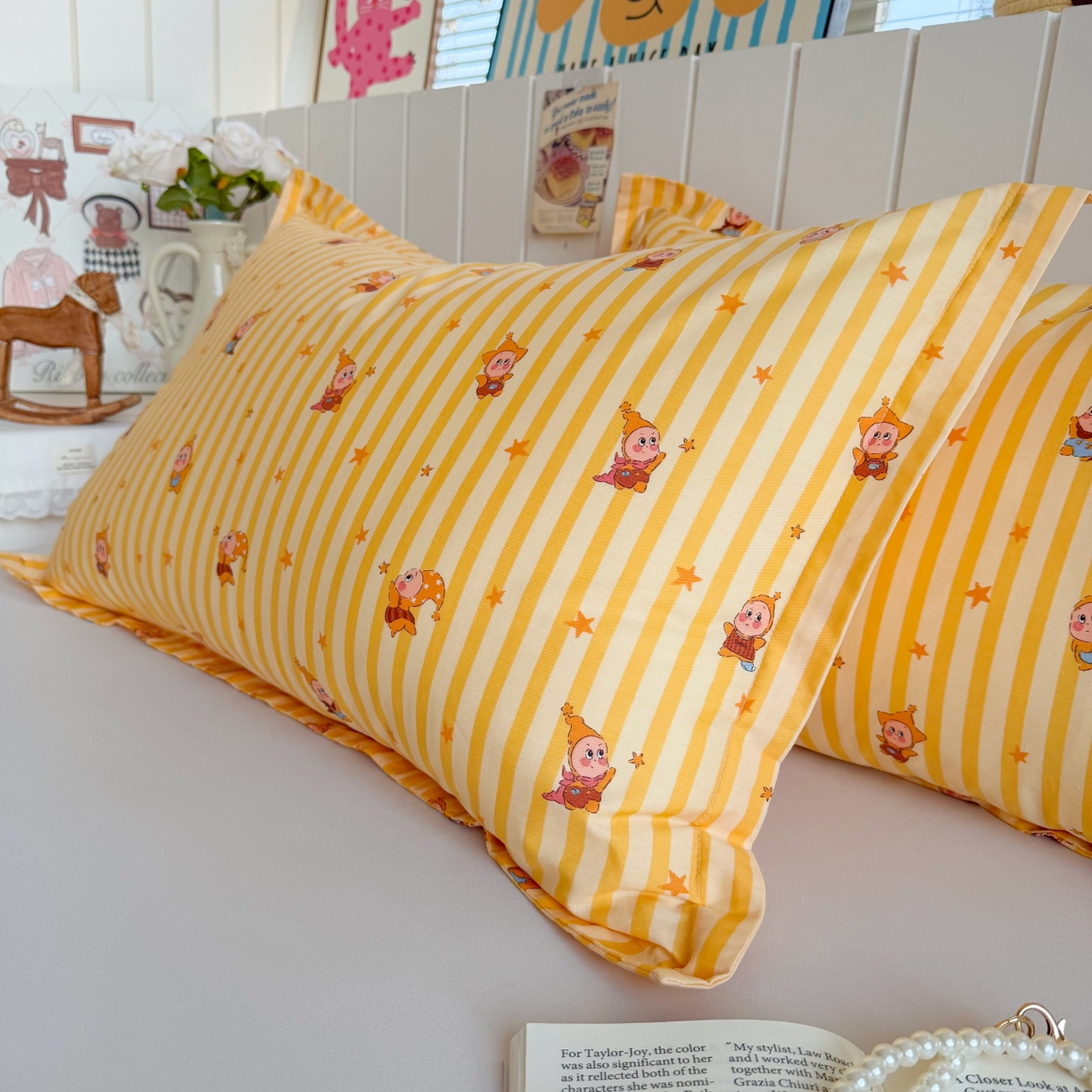 91家纺网 家纺一手货源 找家纺 百寐 2026新款13372全棉信封印花系列枕套 星星人