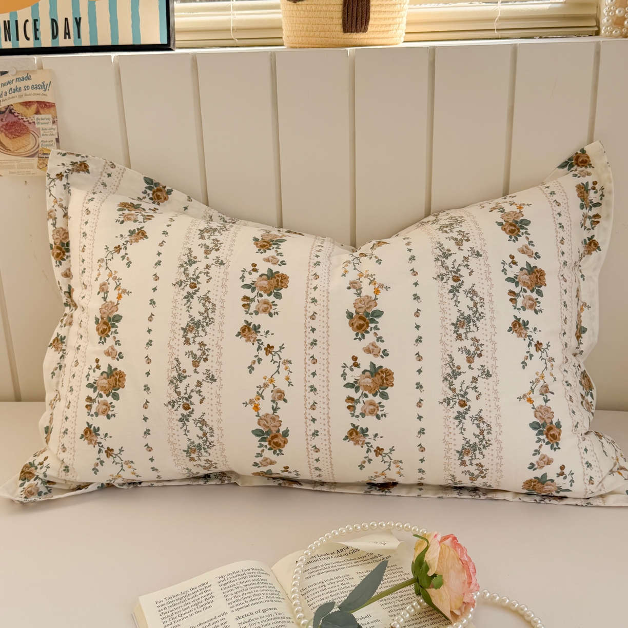 百寐 2026新款13372全棉信封印花系列枕套 悠悠花房