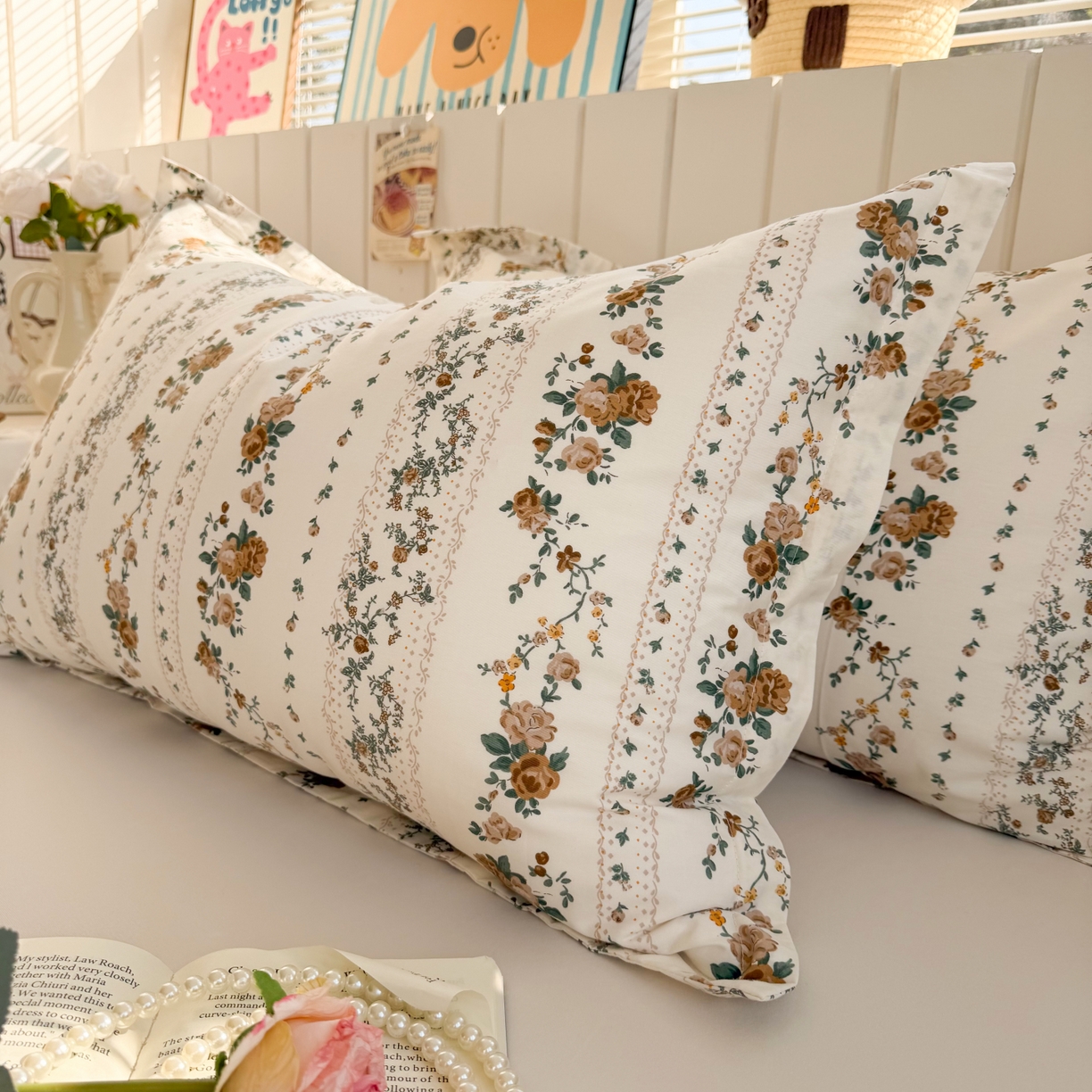 91家纺网 家纺一手货源 找家纺 百寐 2026新款13372全棉信封印花系列枕套 悠悠花房