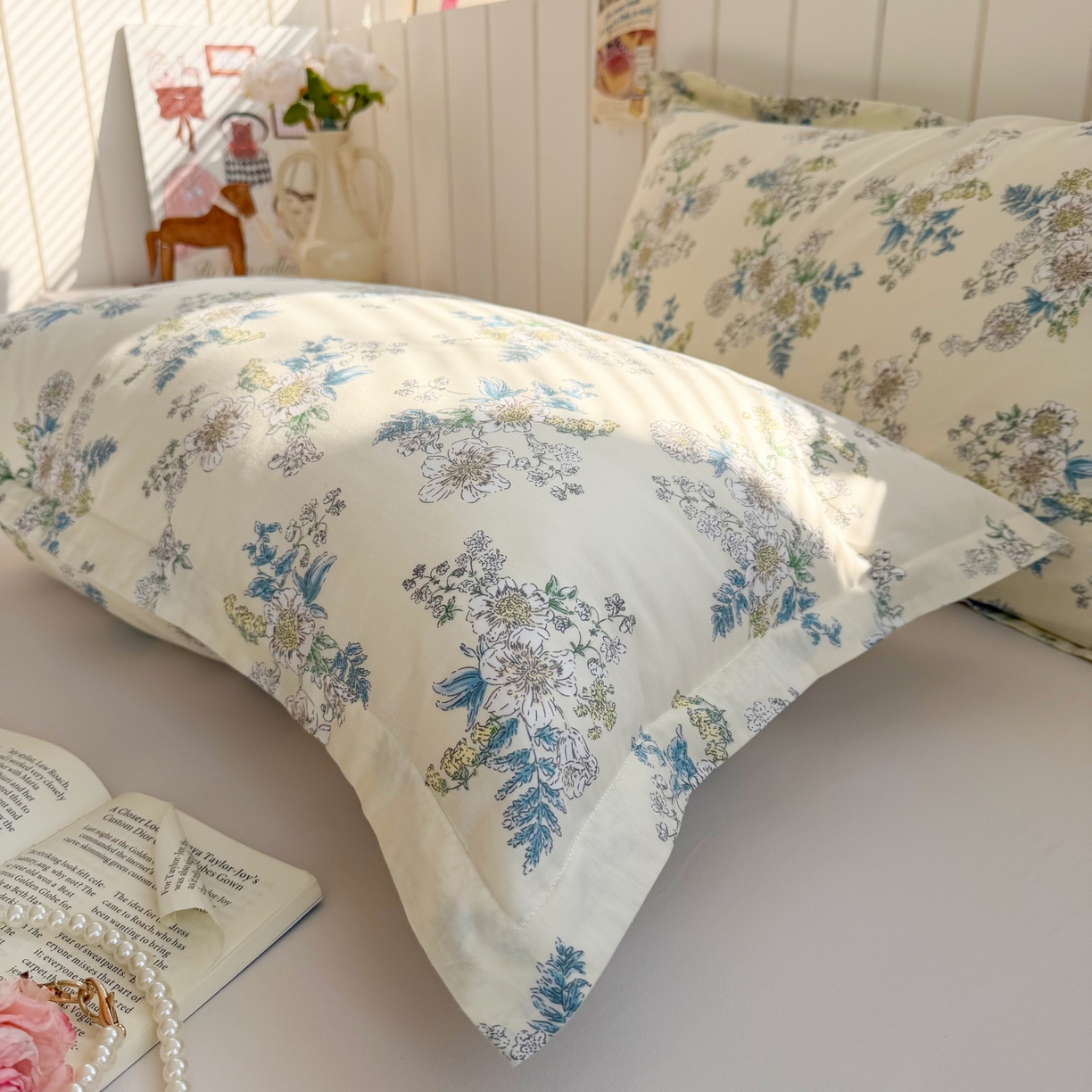 91家纺网 家纺一手货源 找家纺 百寐 2026新款13372全棉信封印花系列枕套 云中忆