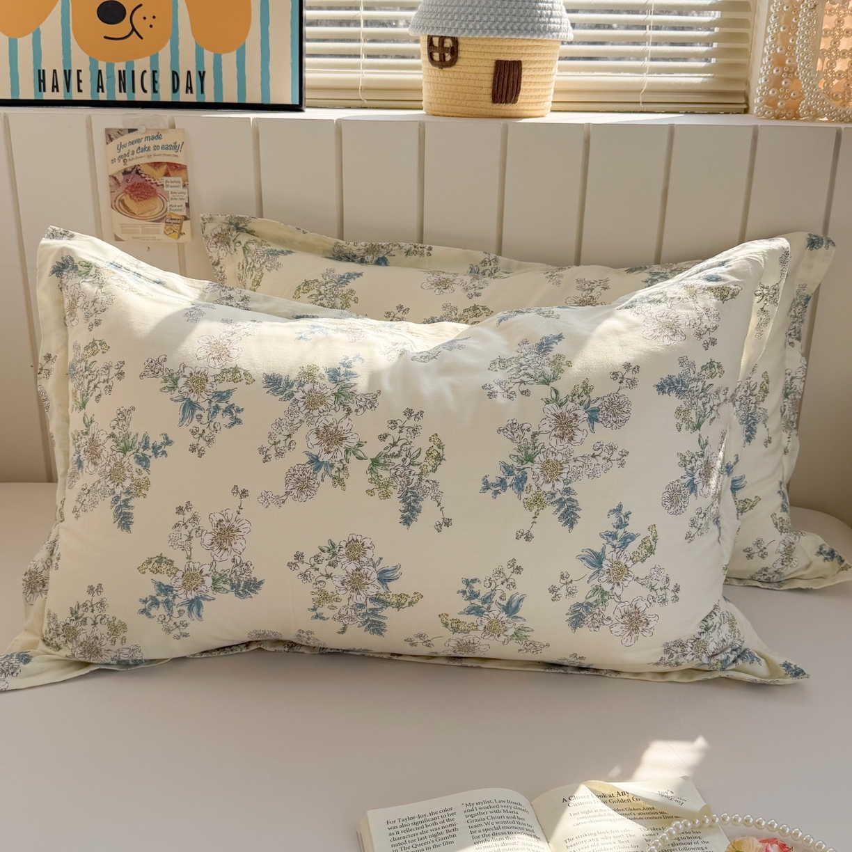 91家纺网 家纺一手货源 找家纺 百寐 2026新款13372全棉信封印花系列枕套 云中忆