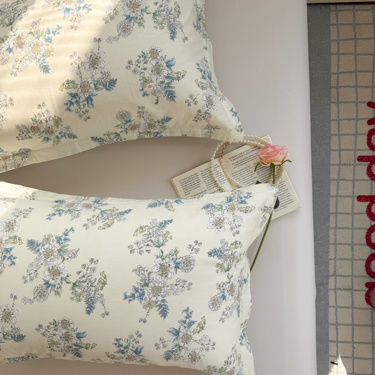 91家纺网 家纺一手货源 找家纺 百寐 2026新款13372全棉信封印花系列枕套 云中忆