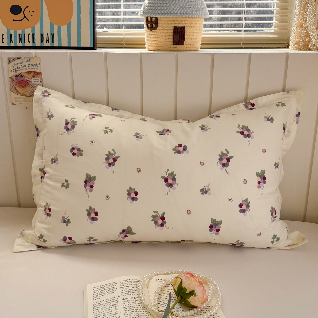 百寐 2026新款13372全棉信封印花系列枕套 紫葡萄