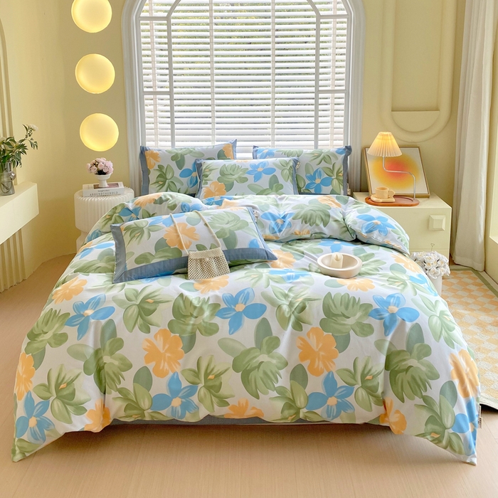 春皖家纺 2026高端直播热卖非遗A类全棉老粗布加厚床单款三件套-工艺款四件套 茶心