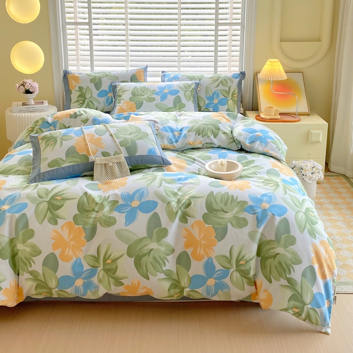 91家纺网 家纺一手货源 找家纺 春皖家纺 2026高端直播热卖非遗A类全棉老粗布加厚床单款三件套-工艺款四件套 茶心