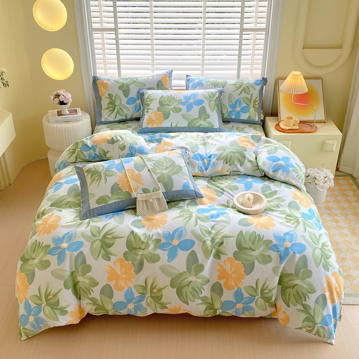 91家纺网 家纺一手货源 找家纺 春皖家纺 2026高端直播热卖非遗A类全棉老粗布加厚床单款三件套-工艺款四件套 茶心