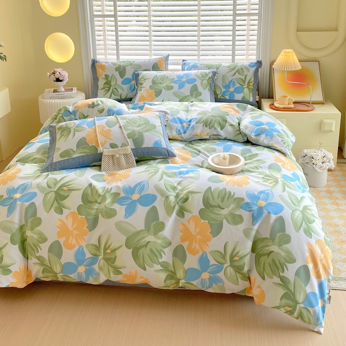 91家纺网 家纺一手货源 找家纺 春皖家纺 2026高端直播热卖非遗A类全棉老粗布加厚床单款三件套-工艺款四件套 茶心